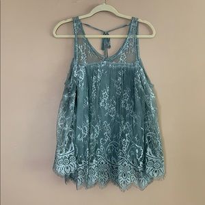 POL cold shoulder lace blouse